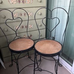 2 vintage metal ice cream parlor chairs