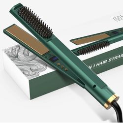 Hair Straightener Flat Iron, Hair Straightening Iron with Built-in Comb, 3in 1 