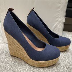 Aldo Navy Wedge High Heels Size 38 (US 7.5)