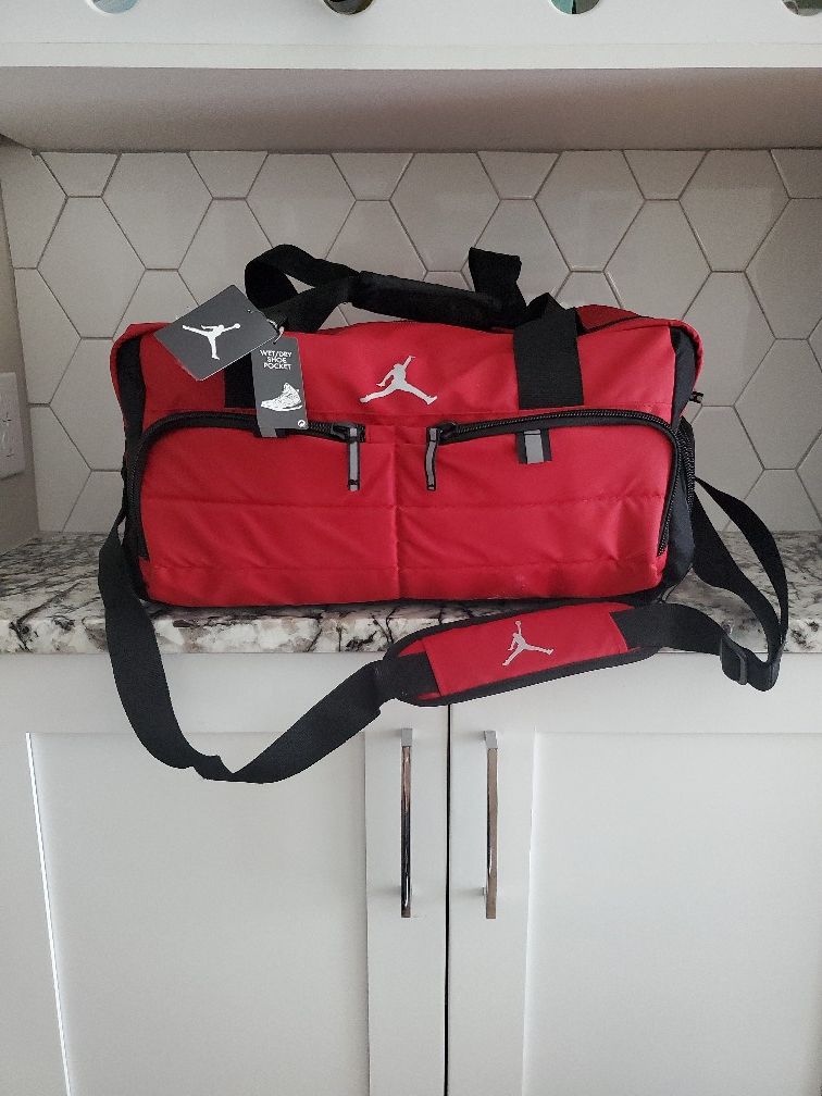 Red Jordan Duffle Bag- Carry on Travel Jordans Bag. NBA- Duffel