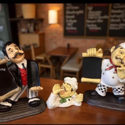 Chef And Cook Kitchen Decor 3pcs Used 