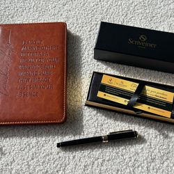 Scriveiner Pen & Leather Journal Gift Set