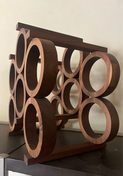 Vintage Mid Century Kustom Kraft Walnut Wine Rack