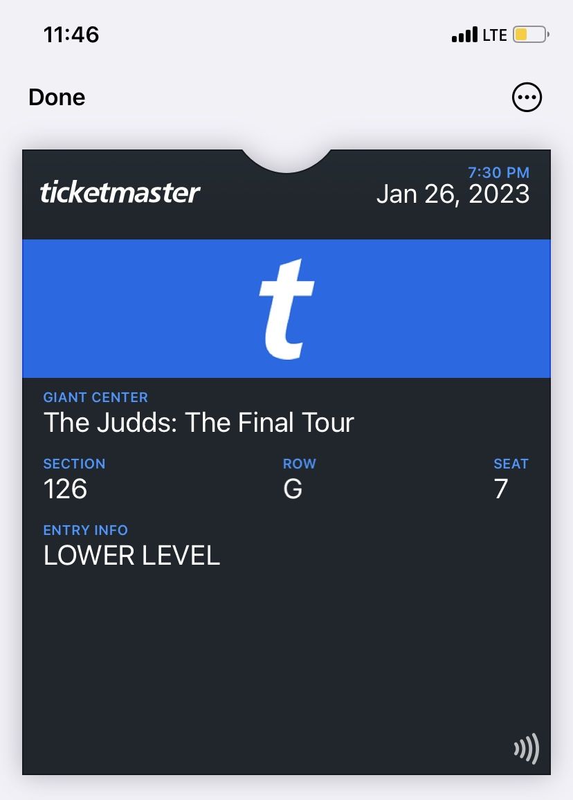 2 tickets to The Judds: the Final Tour
