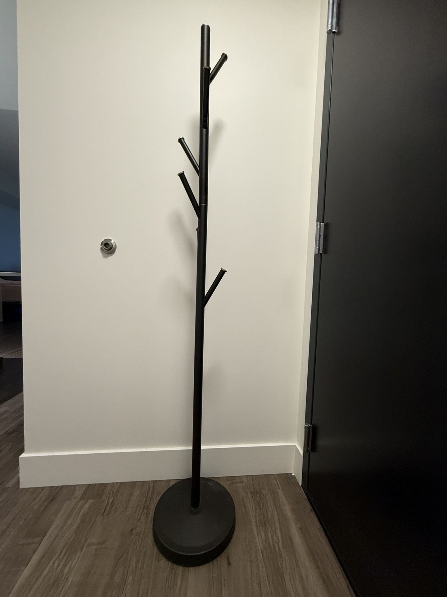 68" Modern 6 Hook Free Standing Metal Coat Rack