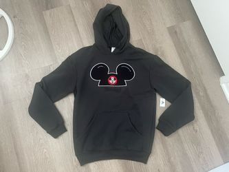 Disney Disneyland Black Mickey Mouse Club Ear Hat Sweater Hoodie Black Sz XS NEW
