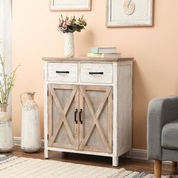 Rustic Wood Barn Door Storage Cabinet