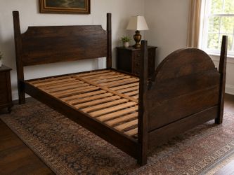 Solid Redwood Queen Bed Frame – Brazilian Made – Massive Rustic Farmhouse Style