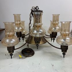 Vintage chandelier and matching hanging light.