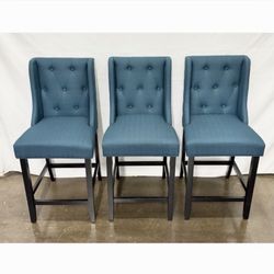Azure Tufted Button Upholstered Fabric Counter Stool *Free Delivery*