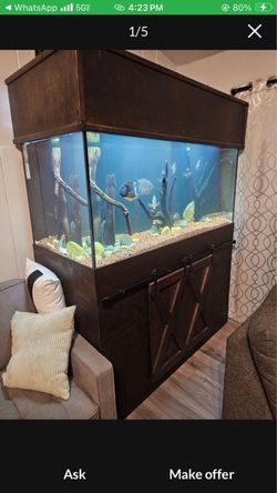 Custom 203 gallon aquarium set up and stand