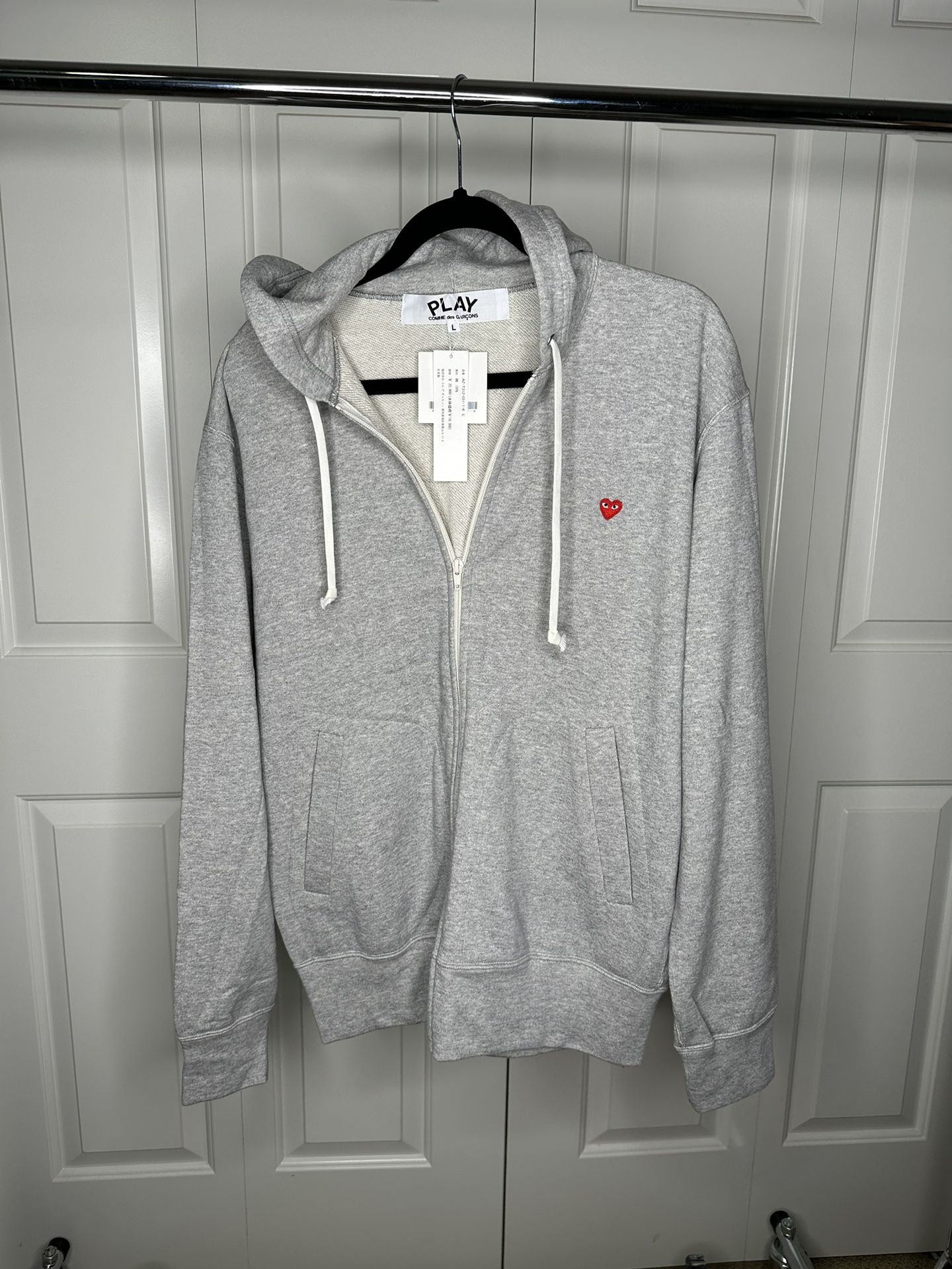 Comme des Garcons CDG Play Mini Red Heart Hoodie 'Grey' NEW W/TAGS (Men’s Large)