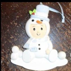 New Personalized Christmas Ornament family Baby's 1st Snowman blue boy