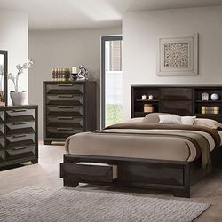 Brand New Espresso 4pc Queen Bedroom Set (Available In Eastern King)