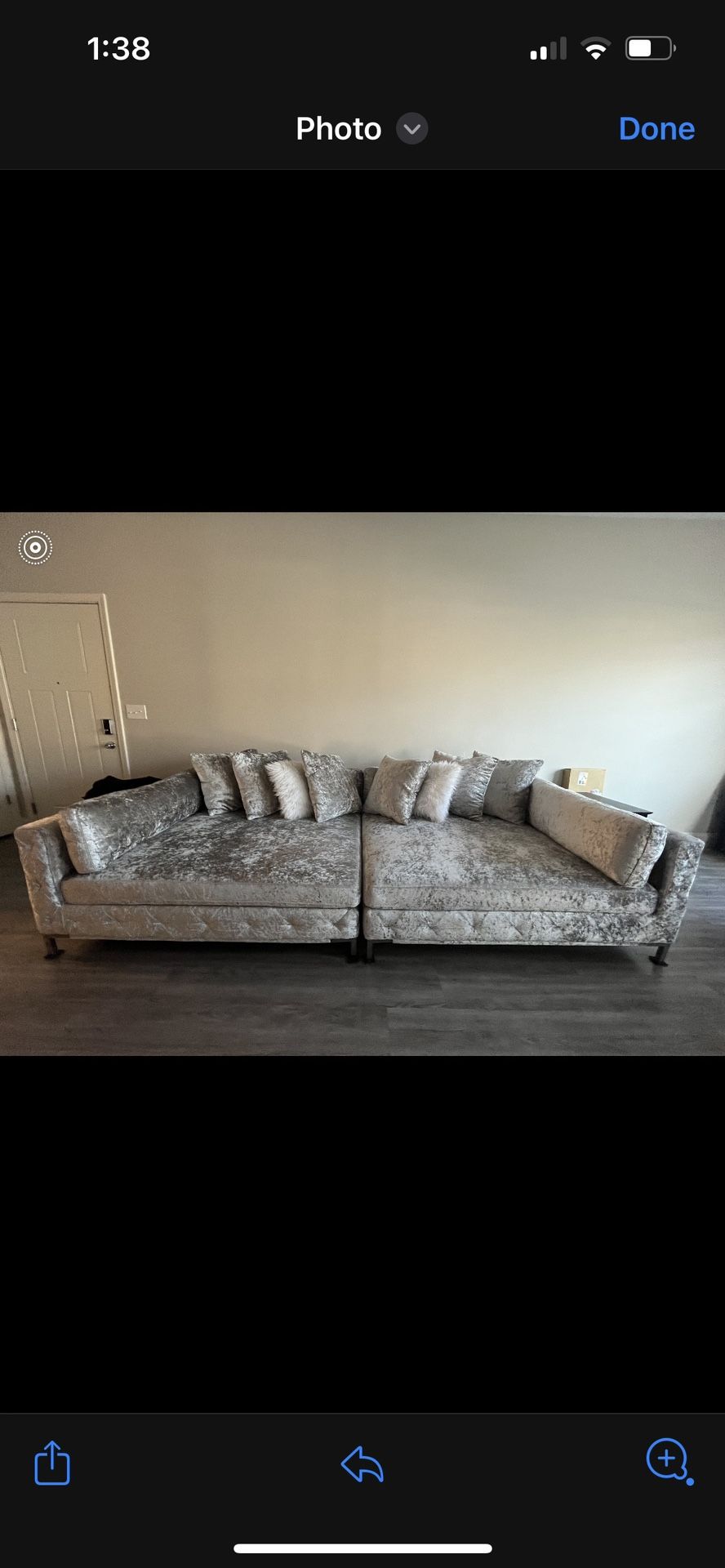Large Grey Velvet Couch