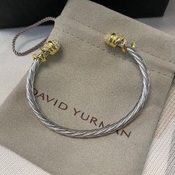 David Yurman Spiral Wound Diamond Studded Sterling Silver Bracelet
