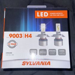 Sylvania 9003: LED Powersports Headlight or Fog Bulb, 6000K Cool White Light, 2 Pack