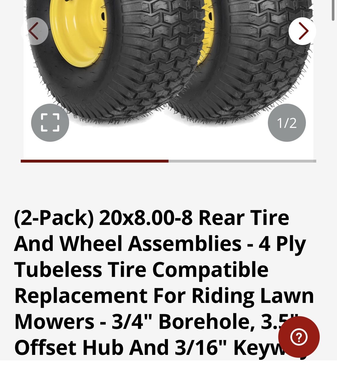 Tires, Tubeless, Riding Lawnmowers, See Pic for Dimensions, 2 Pack, $100