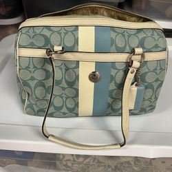 Coach “Heritage” Stripe Signature - Small Duffle - Handcrafted leather purse