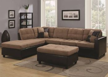 New Chocolate & Cream Sectional w/ Ottoman