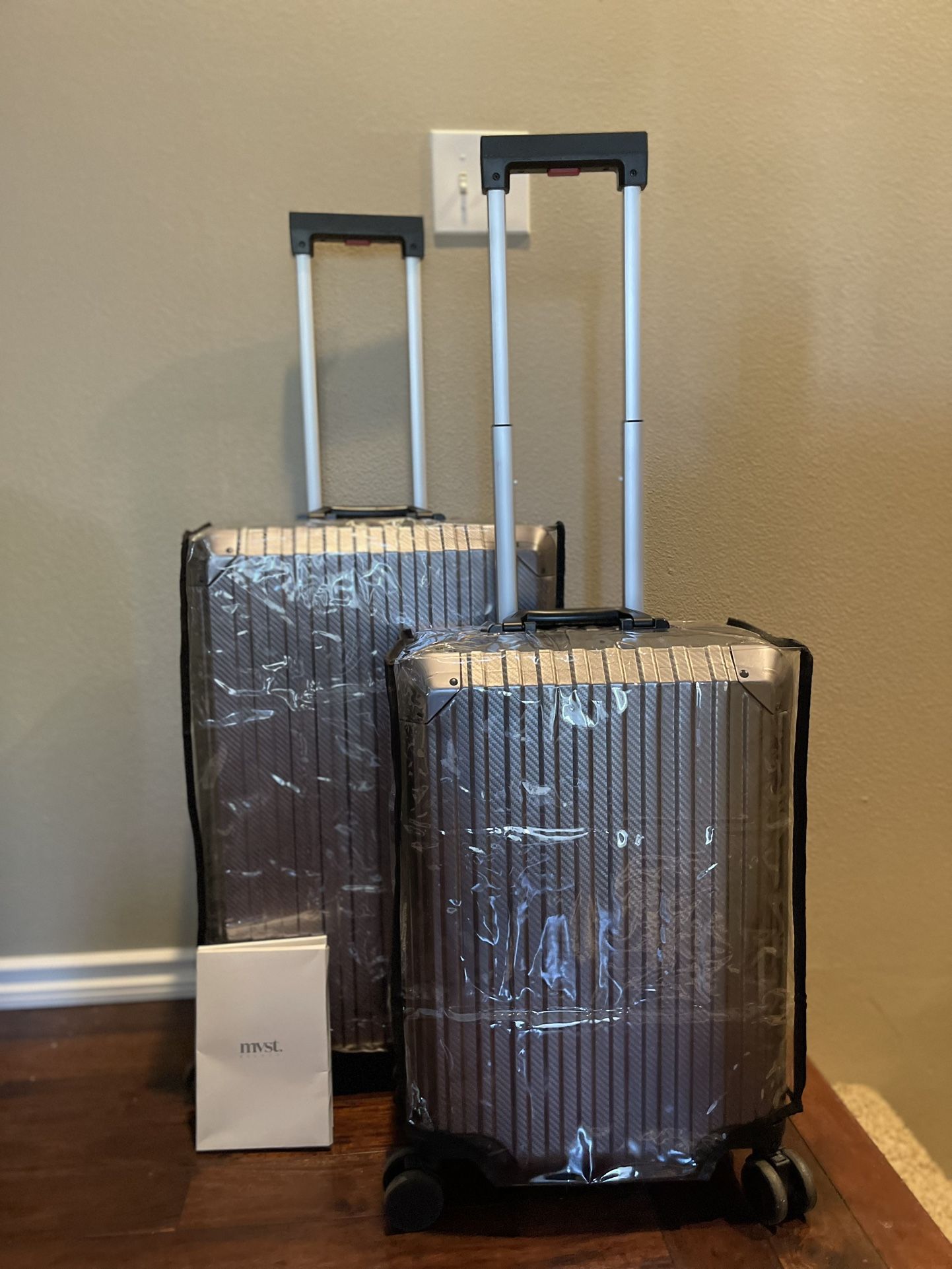 BLACK TREVA ALUMINUM SUITCASES GUNMETAL SET