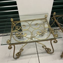  Vintage Wrought Iron Glass Tables