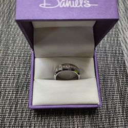 Men's Tungsten Steel Wedding Band W/Diamonds