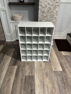 White 25-Cube Wooden Storage Organizer & Shoe Rack