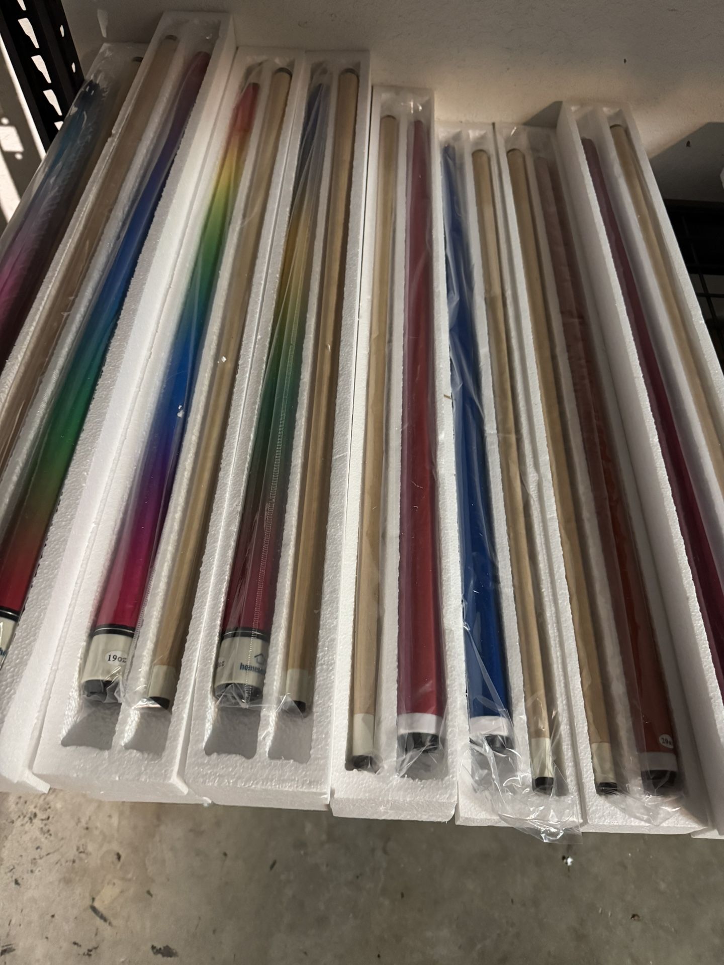 Pool cue sticks rainbow or soild color $15