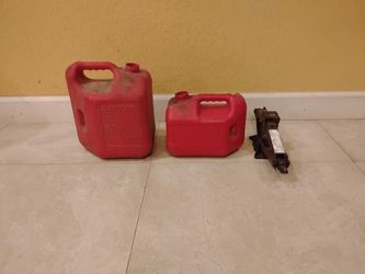 Gas cans and car jack