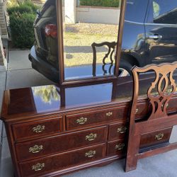 Drexel Vintage Style Dresser/mirror And Queen Headboard 
