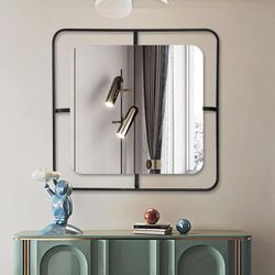 24-inch Black Metal Frame Vanity Mirror