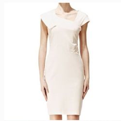 Reiss Heidi Fitted Wrap Dress Blush Cream Size 2