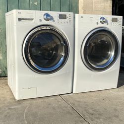LG Front Load Washer And Stackable Gas Dryer Set 