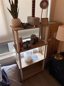 4-Tier Wood and White Bookshelf