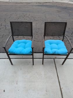 Set of 2 Outdoor Patio Chairs + Martha Stewart Cushions