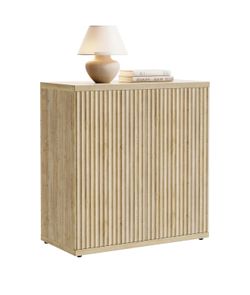 Fluted Buffet Cabinet Sideboard with Storage, Wooden Credenza