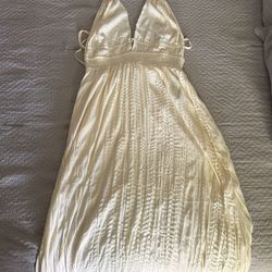 Maxi Beige Dress Backless Large