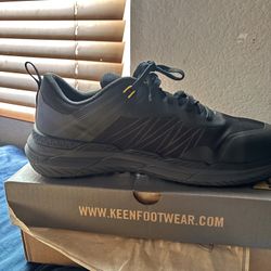 KEEN Utility Mens Speedworks Work Sneakers (Carbon-Fiber Toe) Black/Steel Grey 10 Wide