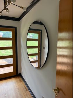 Large Modern Round Black Mirror – 43.5