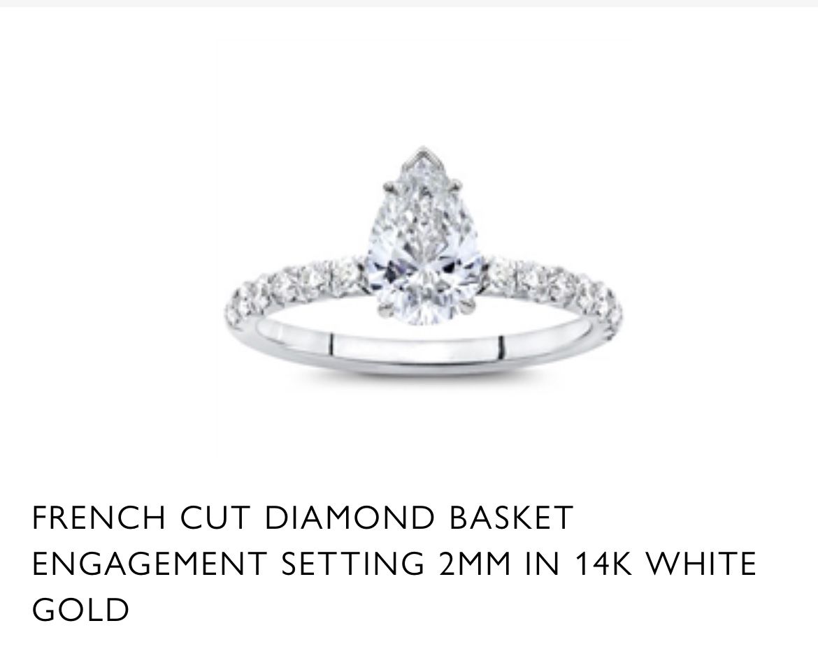 14k white gold pear diamond engagement Ring