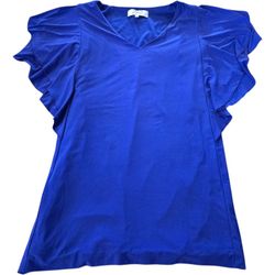 BADGLEY MISCHKA V-neck Ruffle Shift Indigo Purple Dress SZ L