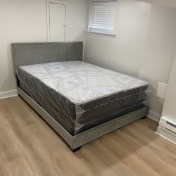 Queen Mattress Come With Bed 🛌 Frame And Free Box Spring - Free Delivery 🚚 To Reasonable Distance