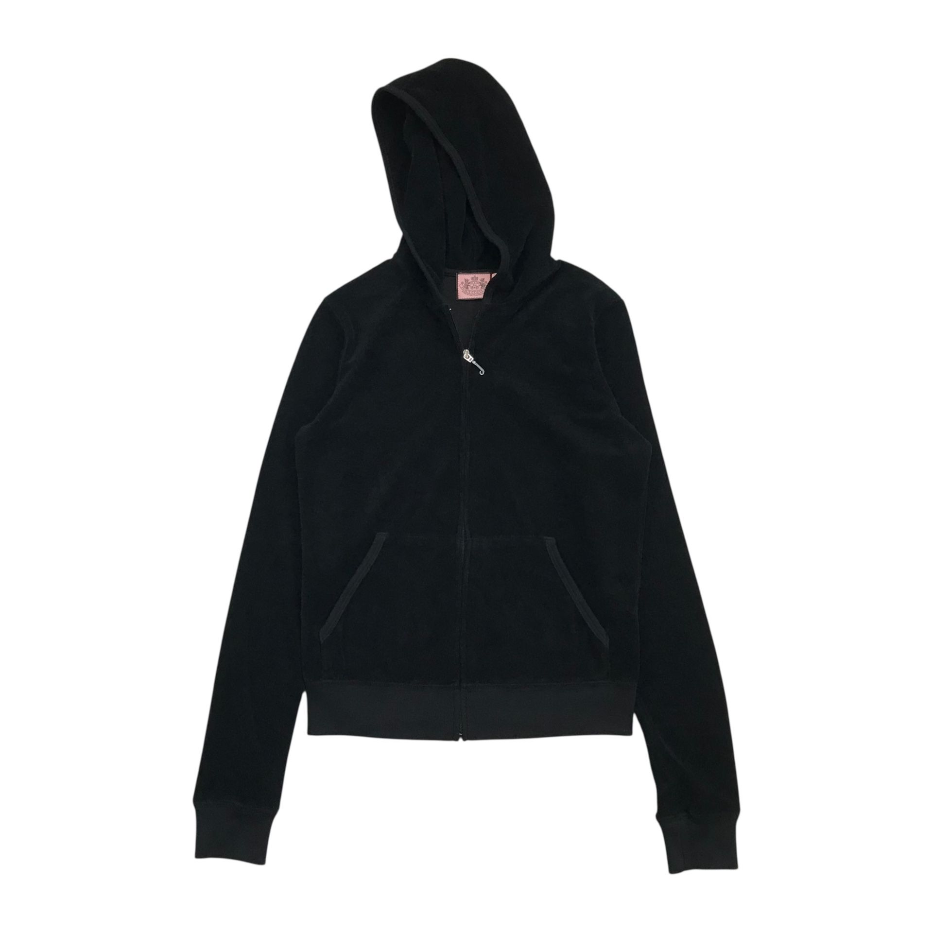 Vintage Juicy Couture Velour Track Jacket Medium M Black Hoodie Sweatshirt Y2K