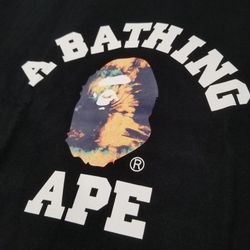 BAPE A BATHING APE Tie Dye College black/navy tee