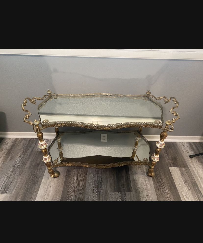 Antique Gorgeous Dresden 2 tier table