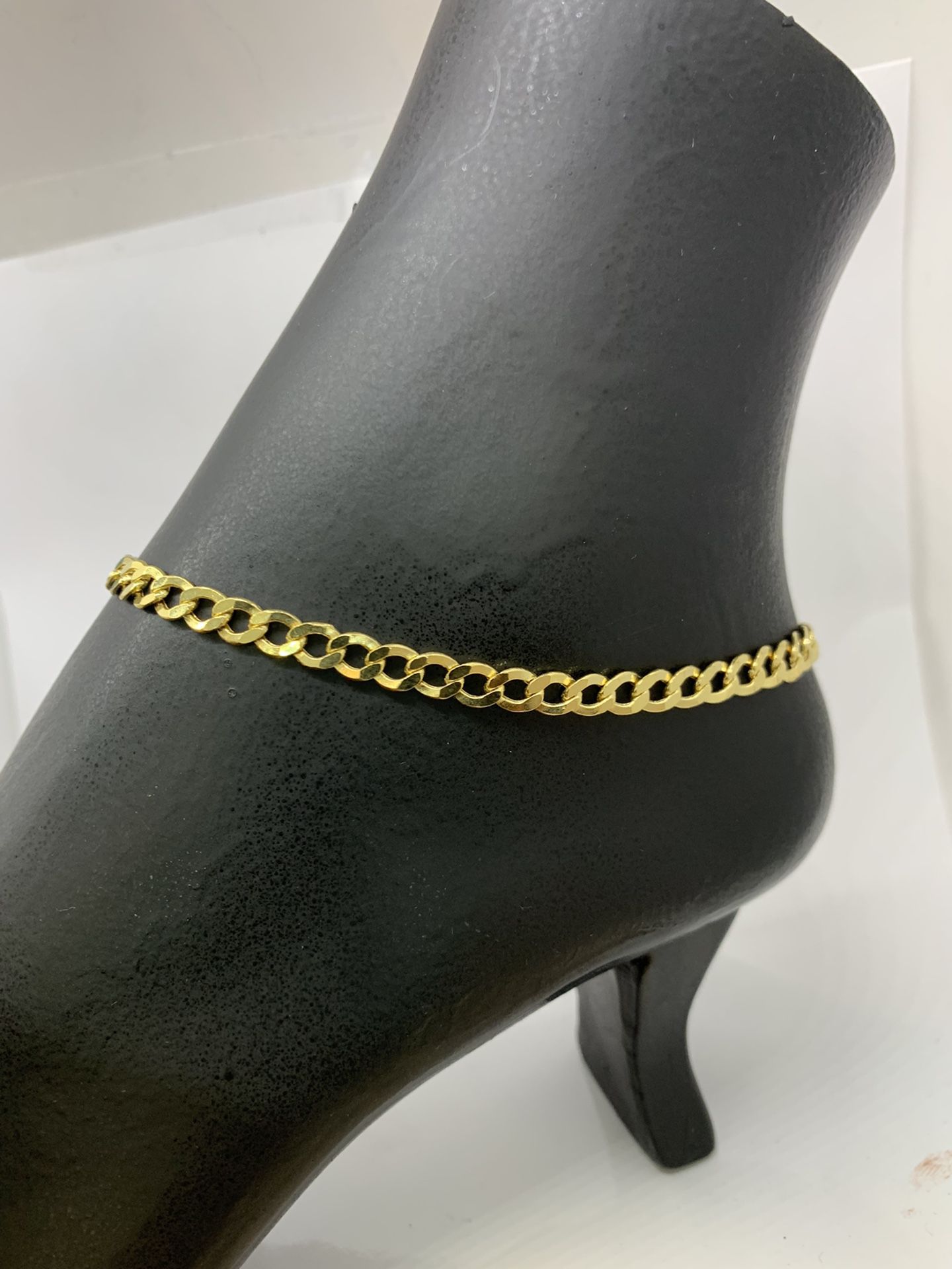 14 karat solid gold ankle anklet bracelet 10 inches long