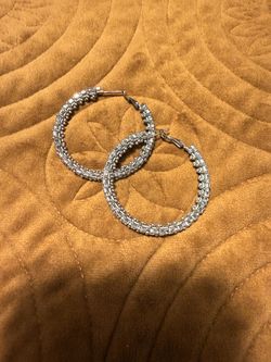 Silver Crystal Hoop Earrings - Sparkling Women's Jewelry