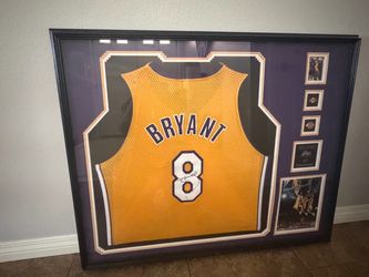 Kobe Bryant #8 Signed Framed Gold Lakers Jersey