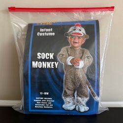 Disguise Sock Monkey Infant 12-18M Costume Jumpsuit Boot Covers Tail Headpiece